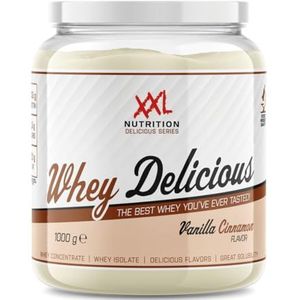 XXL Nutrition - Whey Delicious - Wei-eiwitpoeder met BCAA & Glutamine, Proteïne poeder, Eiwit shake, Whey Protein - Vanille - 1000 gram