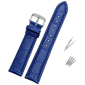 INEOUT Lederen blauwe watcband compatibel met Citizen Rossini horlogeband 14mm 16mm 18mm 19mm 20mm 21mm 22mm 23mm horlogeband koe lederen riem (Color : Blue silver, Size : 22mm)