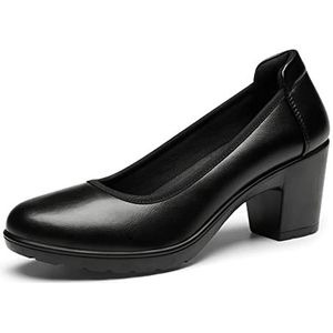 DREAM PAIRS Schoenen met lage hak en dikke gesloten teen voor dames, zwart, 39 EU