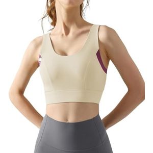 ERKANZHI Sportbeha's voor dames Hoge ondersteuning, gevoerde racerbacktraining voor hardlopen Workout Fitness Yoga Comfortabele dagelijkse beha(Color:White,Size:L)