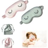 Vordpe 2 Stuks Slaapmasker Voor Kinderen en Volwassenen - Zijde, Comfortabel, Met 2 Opbergzakken - Voor Dames, Heren, Vrouwen, Meisjes (Grijs + Roze)