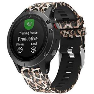 Angersi Leopard Zachte siliconen Sport Vervangend horloge Strap bandjes compatibel met Garmin Fenix 5/Fenix 5 Plus/Forerunner 935/Fenix 6/Fenix 6 Pro Smartwatch