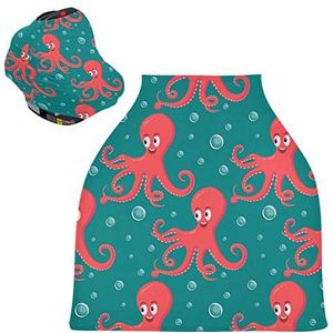 Cartoon Rode Octopus Baby Autostoelhoes Luifel Stretchy Nursing Covers Ademend Winddicht Winter Sjaal voor Baby Borstvoeding Jongens Meisjes