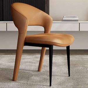 WEIDPHL Luxe Gecapitonneerde Eetkamerstoelen, Make-Upstoel, Gestoffeerde Stoelen, Huidvriendelijk Zacht Leer, Onderhandelingsstoel Voor Restaurant, Kaptafel,Orange a