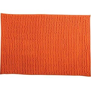 MSV Badkamerkleed/badmat tapijtje voor op de vloer - oranje - 50 x 80 cm - Microvezel - anti slip