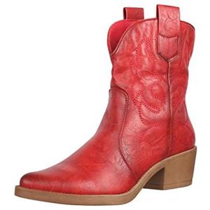 Elara Dames Enkellaarzen Cowboy Laarzen Chunkyrayan 301-A31P Red PU-42