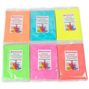 Neon Holi Poeder 100g 6 Pack UV Reactive Glow onder zwart licht, Gulal poeder holi festival