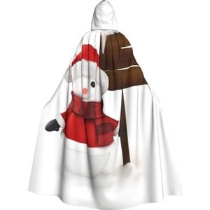 WURTON Carnaval cape met capuchon voor volwassenen, heks en vampier, cosplay kostuum, mantel, geschikt voor carnavalsfeesten, 190 cm teken sneeuwpop