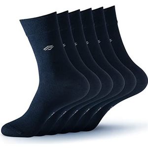 Geesy Bamboesokken, 6 paar, bamboesokken voor heren en dames, comfortabele tailleband, met de hand gefestonneerde teennaad, geurkiller, marineblauw | 6-pack, 39-42 EU