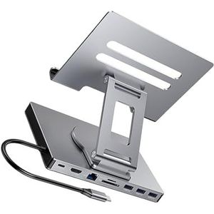 Aanpassing USB C Docking Station Stand 100 W Power Delivery Aluminium Beugel Ethernet 3.5mm Uitgang Opvouwbare Base Aluminiumlegering Draagbare USB Adapter