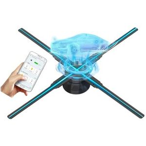 56cm/22.1in 3d Hologram Fan, 672 Led kralen in 4 Fan Blades Holografische Projector door TF-kaart, App & Afstandsbediening, Halloween Festivalreclamedisplay