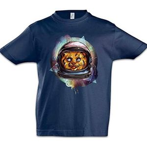Urban Backwoods Space Cat I Kinder Jongens T-Shirt Blauw Maat 12 Jaar