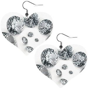 Edelstenen Diamant Sieraden Sieraden Luxe Gedrukt Lederen Oorbellen Hart Oorbellen Dangle Drop Earring Dubbelzijdige Lederen Oorbellen Voor Vrouwen Meisjes Sieraden, Eén maat, Leer, Geen edelsteen