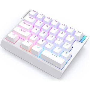 QPSJXN Mechanisch gaming-toetsenbord HE30 met één hand, 29 schakelaars, magnetische snelsluiter, compatibel met spelers (HE30 WHITE)