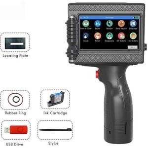 Draagbare inkjetprinter, 12,7 mm slimme handheld inkjetprinter, labelcodering QR-codelogo, sneldrogende en kleurvaste printer(Machine with ink)