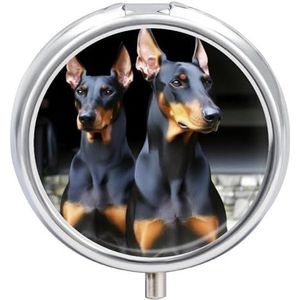 Draagbare Pillendoos Pil Case Doberman Reizen Pil Doos Kleine Pil Case Dagelijkse Pil Container Pil Organizer Pocket Geneeskunde Doos Leuke Pil Case