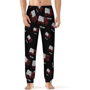 Amerikaanse vlag New York heren pyjama broek print lounge nachtkleding bodems slaapbroek L