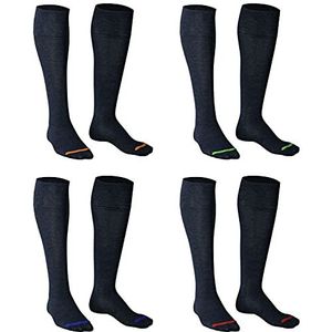 Piarini 4 paar zakelijke kniekousen voor heren, lang, katoenen kousen zonder elastische band, katoen, herenkousen, marine gekleurde kant, 43-46 EU
