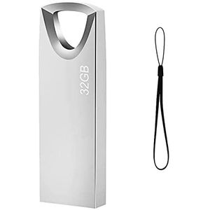 USB-stick 32 GB, Slim Memory Stick 32 GB Waterdichte USB Flash Drive 32 GB voor school kantoor auto PC laptop (Zilver)