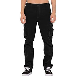 ARtray Heren Effen kleur Corduroy Rechte Broek Stretch Werkbroek Heren Mannen Cargo Broek met Multi Pocket Casual Losse Overalls Broek Mannen Vier Seizoen Warme Broek Camping Wandelen, Zwart, L