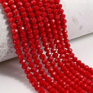 Facetgeslepen zwart glas kristal rondelle kralen losse spacer kralen voor sieraden maken DIY armband ketting strengen 4/6/8/10/12/14 mm-ondoorzichtig rood-8 mm (60-70