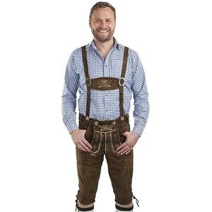 Leren kniebroek voor heren - originele Schöneberger Lederhosen, broeken met bretels, leren broek, Medium Bruin