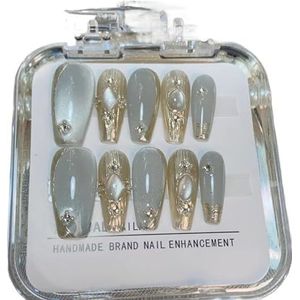 10PCS Roze Cat Eye Handgemaakte Pers Op Nagels Vierkante Kop Nepnagels Diamantontwerpen Volledige Dekking Nail Art Tips Draagbaar Kunstnagels (Color : 9XS)