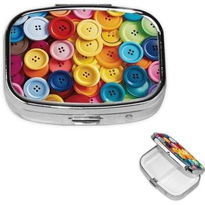 Pillendoos Geneeskunde Pil Organizer Kleurrijke Knoppen Kleine Pillenkoker Reizen Pillencontainer Draagbare Pillendoos voor Pocket 2 Compartiment Pillenhouder Pillendozen voor Reizen