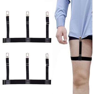 GoHZQ Shirt Stays Hemdhouder voor heren, overhemd, jarretels, hemd houder, broek, elastische klemmen, overhemd, houder, broek met antislip vergrendelingsklemmen, zwart, Eén Maat