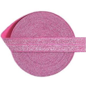 2 5 10 yards 5/8"" 15mm zilveren glitter FOE vouw over elastische spandex hoofdbanden linten haar stropdas haarband jurk naaien trim-heet roze-10 yards