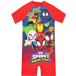 Marvel Zwempak Jongens, Spiderman Zwemkleding, Spidey And Friends Jongens Zwempak, Kinderzwemkleding, Rood 104