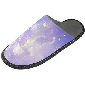 LI ZHI XIN Volwassen Pluche Slippers Dames Flanel Warme Huis Schoenen Met Antislip Mens Indoor Slippers Met PVC Zool Maat 4-11 Sterrenhemel, Meerkleurig, 4/5 UK