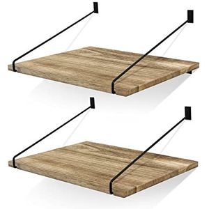 Petrala Wandplanken Houten Rustieke Drijvende Planken Brede Set van 2 Hangende 30cm Diepe Projector Plank Grote Opslag Boek Wandmontage Rekken voor Keuken Badkamer Slaapkamer Woonkamer Hal