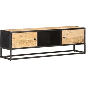 SMTSEC TV-kast met gebeeldhouwde deur 130x30x40 cm ruw mangohout