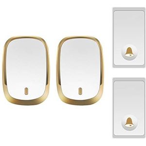 Deurbel, Draadloze deurbel, waterdicht, 36 polyfone muziek, zelfaangedreven, bereik van 200 m, verpakking 3 zenders en 2 ontvangers, zilver, goud(Gold)