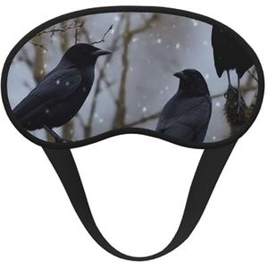 Slaap-oogmasker voor dames en heren, zacht, comfortabel slaapmasker, verduisterend, slaapoogbedekking voor reizen, yoga, dutje, werk, zwarte kraai, vogels