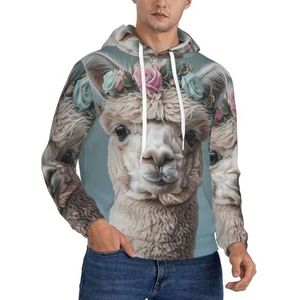 WOmeng I Love Alpacas Print Mannen Mode Hoodie Trui Casual Wear Voor Gift Voor Papa Man Vriend, Zwart, XS