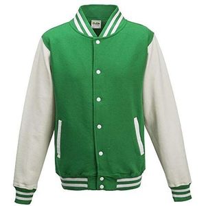Just Hoods Varsity Jacket Collegejack, uniseks, groen-wit (kelly green-white), XXL