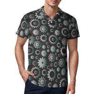 Zilver Kleurverloop Tandwiel Heren Golf Polo Shirt Slim-fit T-shirts Korte Mouw Casual Print Tops S