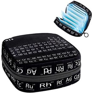 Periode Pouch Draagbare Tampon Opbergtas,Tampon Houder voor Portemonnee Vrouwelijke Product Organizer,Periodiek systeem van elementen, Meerkleurig, 4.7x6.6x6.6 in/12x17x17 cm