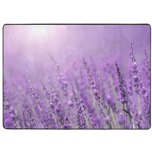 YJxoZH Romantische paarse lavendel print thuis tapijten, voor woonkamer keuken antislip vloer tapijt zachte slaapkamer tapijten-148 x 203 cm