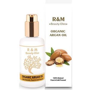 Zeer goed in de test: R&M Beauty-Oleo arganolie voor gezicht, haar, huid, 100% biologisch en fair trade uit Marokko, veganistisch verzorgingsserum, 100 ml pompfles
