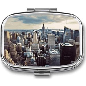 New York Fashion City Pillendoosje Pillenhouder Pillendoosje 2 Compartiment Geneeskunde Pil Organizer Kleine Pillendoos Pillenhouder Leuke Pillendoos Mini Pillendoosje
