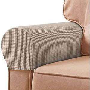 VIKAUL Set van 4 Anti-Slip Armleuningen Covers Rekbare Sofa Armsteun Beschermers voor Fauteuils Recliner Couch Fauteuils Meubelstoel Arm Caps Arm Rest Covers - Zand