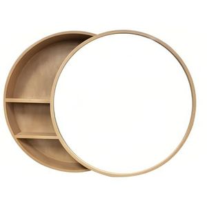 GZDXBF Afgeronde badkamerspiegelkasten, schuifspiegeldeur links en rechts, wandgemonteerde make-upspiegelkasten, met alle fittingen inbegrepen (goud, 50 cm)