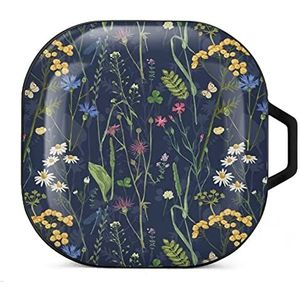 Schoonheid bloemen oordopjes hoesje compatibel met Samsung hard shell beschermhoes zwart-stijl