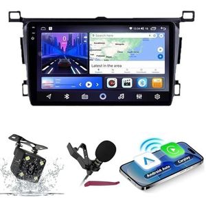 Android 14 Autoradio Navi voor T-oyota RAV4 (2016-2018) 9-inch QLED-scherm autoradio met draadloze Carplay Android Auto GPS-navigatie met BT5.0 HIFI FM 5G-WiFi SWC RDS MIC,M300s