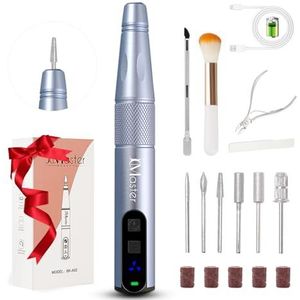 JCMaster Nagelfrees 11 in 1 voor gelnagels acrylnagels, Draadloze Draagbare Elektrische Nagelvijl voor beginners en professional, elektrische manicure- en pedicureset voor thuis en nagelstudio's blauw