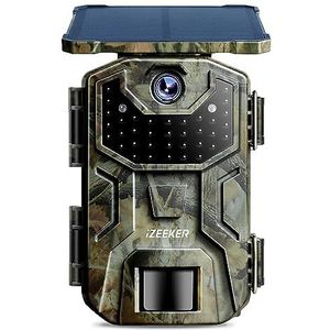 iZEEKER Wildcamera op zonne-energie, 4K 30fps 48MP Wildcamera met 36pcs Infrarood-LEDs, Wildcamera met Nachtzicht Bewegingsgeactiveerd IP66 Waterdicht voor Bewaking van Wilde