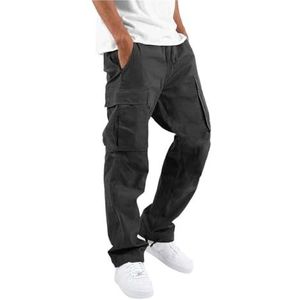 Joggingbroeken, Cargobroeken For Heren, Herencargobroeken Met 6 Zakken, Regular Fit Broeken, Outdoorbroeken, Vrijetijdsbroeken, Wandelbroeken, Casual Wijde Tuinbroeken, S-5XL(Color:Noir,Size:XL)